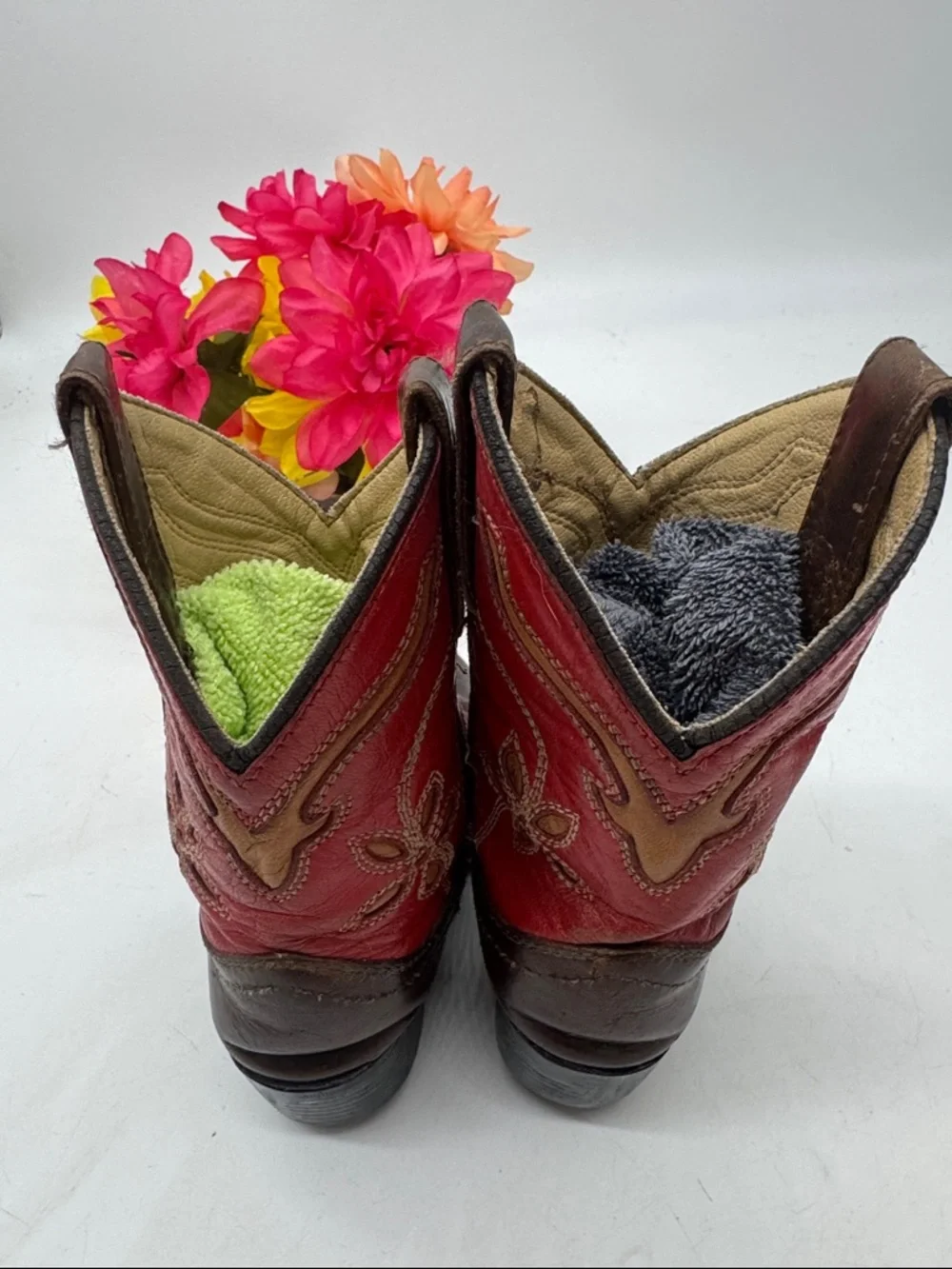 Brown & Red Floral Western Cowgirl Boots Size 11